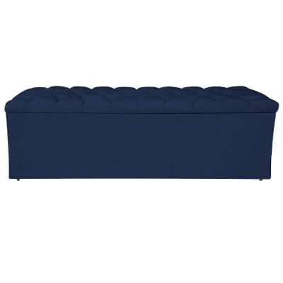 Calçadeira Liverpool 160cm Queen Size Suede Azul Marinho