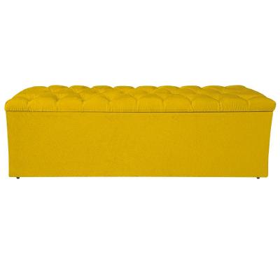 Calçadeira Liverpool 140cm Casal Suede Amarelo