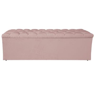 Calçadeira Liverpool 140cm Casal Suede Rosê