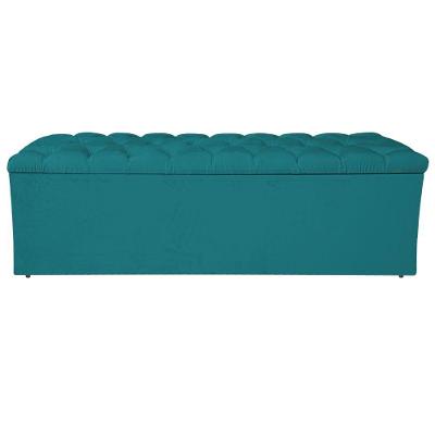 Calçadeira Liverpool 160cm Queen Size Suede Azul Turquesa
