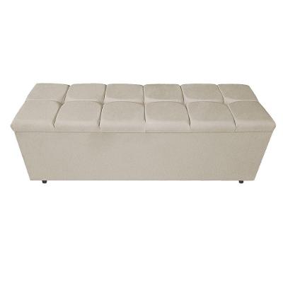 Calçadeira Estofada Manchester 195 Cm King Size Suede Bege