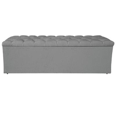 Calçadeira Liverpool 140cm Casal Suede Cinza