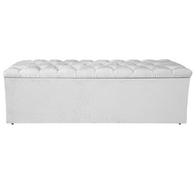 Calçadeira Liverpool 195cm King Size Suede Branco