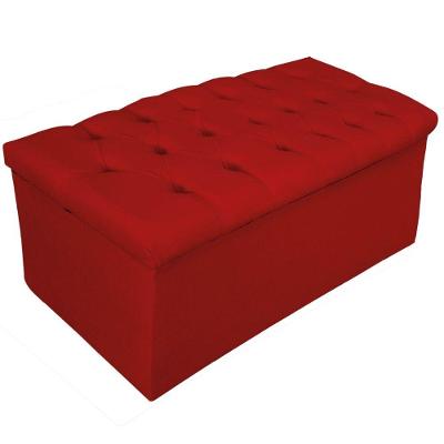 Calçadeira Baú Mel 90 Cm Solteiro com Capitonê Vermelho