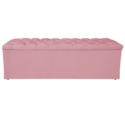 Calçadeira Liverpool 160cm Queen Size Suede Rosa Bebê