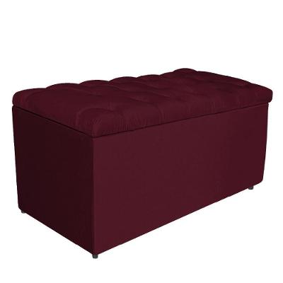 Calçadeira Estofada Liverpool 90cm Solteiro Suede Bordô