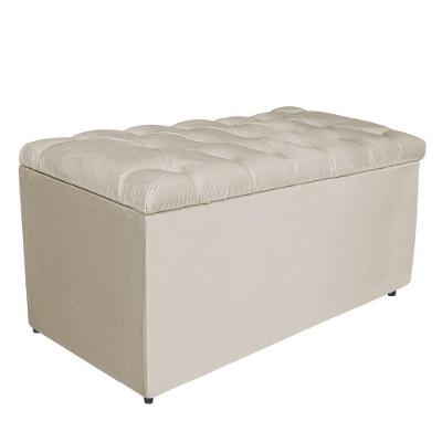 Calçadeira Estofada Liverpool 90cm Solteiro Suede Bege