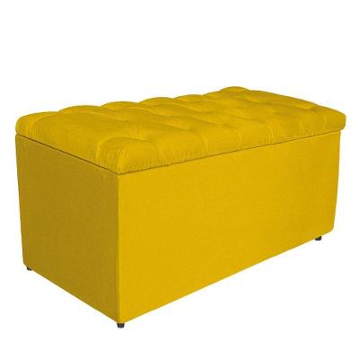 Calçadeira Estofada Liverpool 90cm Solteiro Suede Amarelo
