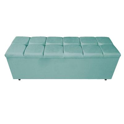 Calçadeira Estofada Manchester 195 Cm King Size Suede Azul