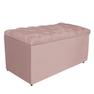 Calçadeira Estofada Liverpool 90cm Solteiro Suede Rosê