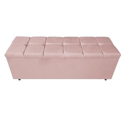 Calçadeira Estofada Manchester 140 Cm Casal Suede Rosê
