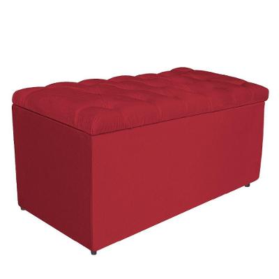 Calçadeira Estofada Liverpool 90cm Solteiro Suede Vermelho