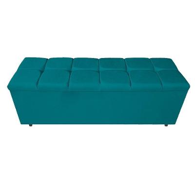 Calçadeira Estofada 140 Cm Casal Suede Azul Turquesa