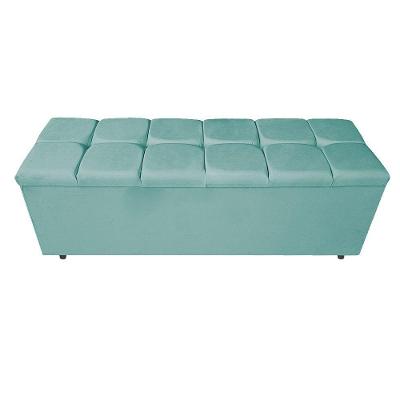 Calçadeira Estofada 140 Cm Casal Suede Azul Tiffany