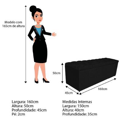 Calçadeira Liverpool 160cm Queen Size Corano Preto