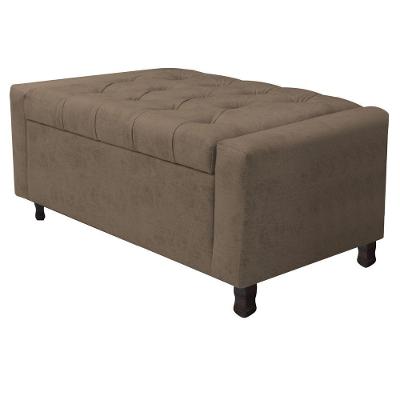Calçadeira Baú Solteiro Everest P02 90cm Para Cama Box Suede - Doce Sonho Móveis Marrom
