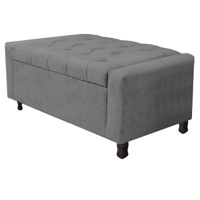 Calçadeira Baú Solteiro Everest P02 90cm Para Cama Box Corano - Doce Sonho Móveis Cinza