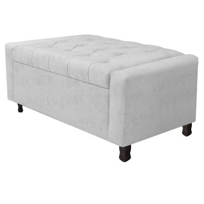 Calçadeira Baú Solteiro Everest P02 90 Cm Para Cama Box Corano - Amarena Móveis Branco
