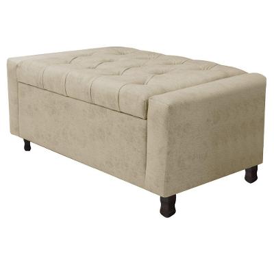 Calçadeira Baú Solteiro Everest P02 90 Cm Para Cama Box Corano - Amarena Móveis Bege