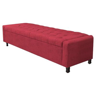 Calçadeira Baú King Everest P02 195cm Para Cama Box Suede - Doce Sonho Móveis Vermelho