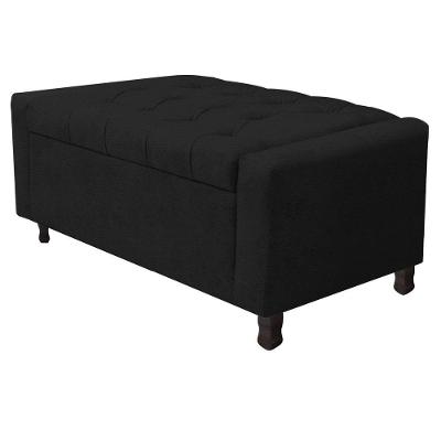 Calçadeira Baú Solteiro Everest P02 90 Cm Para Cama Box Corano - Amarena Móveis Preto
