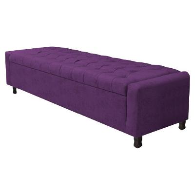 Calçadeira Baú Casal Everest P02 140 Cm Para Cama Box Suede - Amarena Móveis Roxo