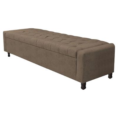 Calçadeira Baú Casal Everest P02 140 Cm Para Cama Box Suede - Amarena Móveis Marrom
