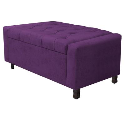 Calçadeira Baú Solteiro Everest P02 90 Cm Para Cama Box Suede - Amarena Móveis Roxo