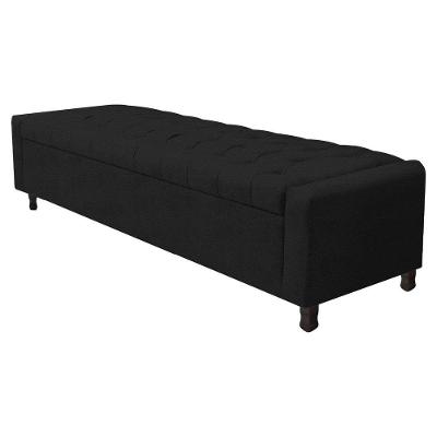 Calçadeira Baú King Everest P02 195 Cm Para Cama Box Corano - Amarena Móveis Preto