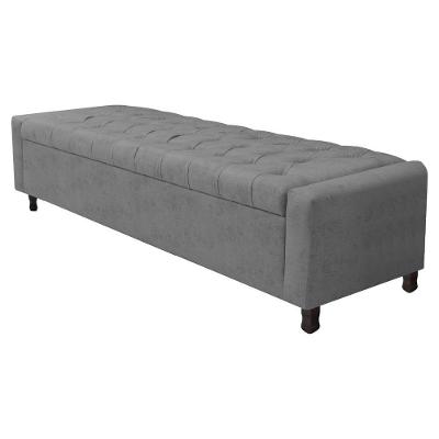 Calçadeira Baú Casal Everest P02 140 Cm Para Cama Box Suede - Amarena Móveis Cinza