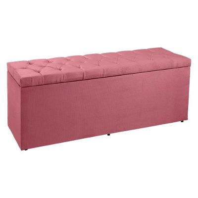 Calçadeira Recamier Baú Casal 1,40m Madrid Suede Rosa
