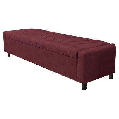 Calçadeira Baú Casal Everest P02 140 Cm Para Cama Box Suede - Amarena Móveis Bordô