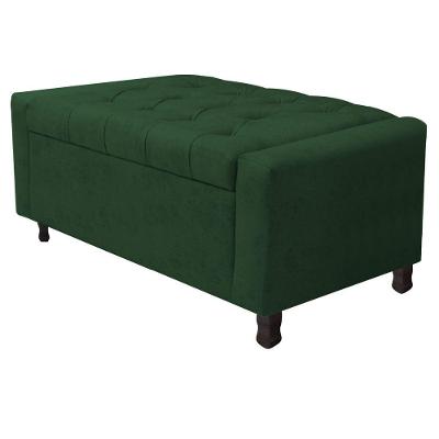 Calçadeira Baú Solteiro Everest P02 90cm Para Cama Box Suede - Doce Sonho Móveis Verde