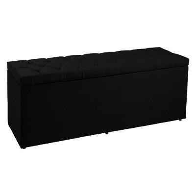 Calçadeira Recamier Baú Casal 1,40m Madrid Suede Preto