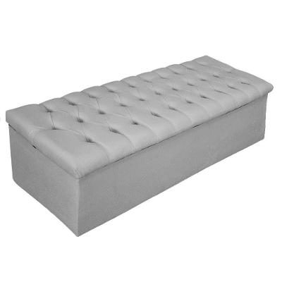 Calçadeira Baú Mel 195 Cm King Size Com Capitonê Suede Cinza