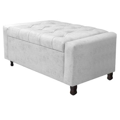 Calçadeira Baú Solteiro Everest P02 90 Cm Para Cama Box Suede - Amarena Móveis Branco
