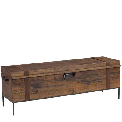Baú Decorativo para Sala de Estar Quarto Teneci Grafite Madeira Maciça Rustic Brown Gran Belo