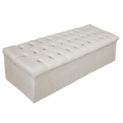 Calçadeira Baú Estofada 140cm Casal Bege Adj Decor