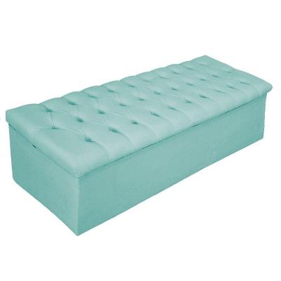 Calçadeira Baú Estofada 140cm Casal Azul Tiffany Adj Decor