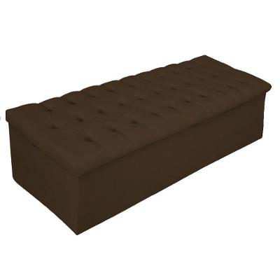 Calçadeira Baú Estofada 140cm Casal Suede Marrom Adj Decor