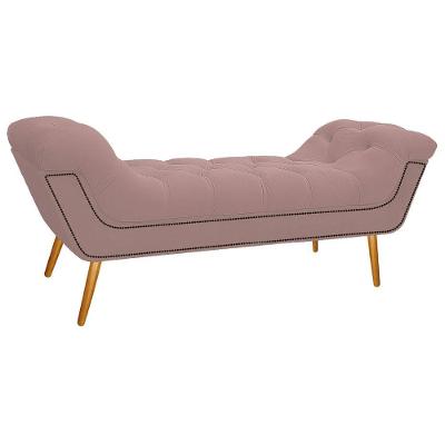 Calçadeira Estofada 140 Cm Casal Suede Rosê