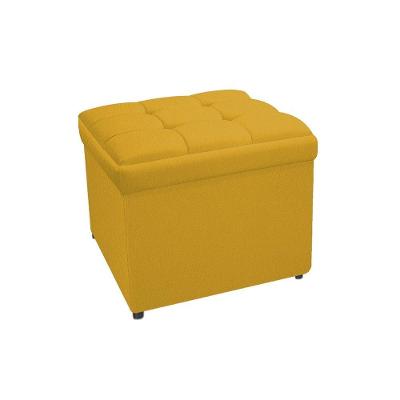 Calçadeira Copenhague 90cm Solteiro Suede Amarelo Adj Decor