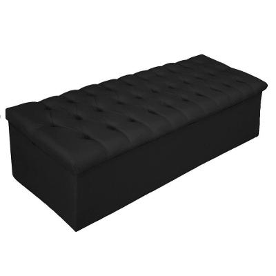 Calçadeira Baú Estofada 140cm Casal Suede Preto Adj Decor