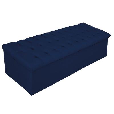 Calçadeira Baú Estofada 140cm Casal Azul Adj Decor