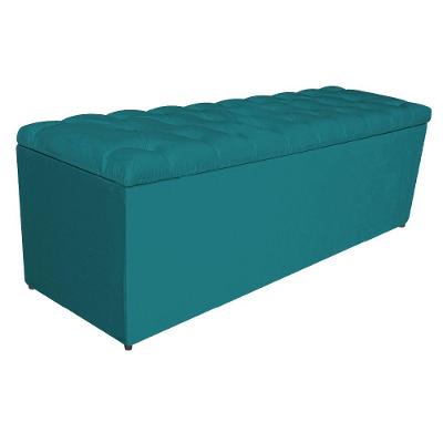 Calçadeira Estofada Liverpool 140cm Casal Suede Turquesa