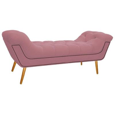 Calçadeira Estofada 160cm Queen Size Suede Rosa Bebê