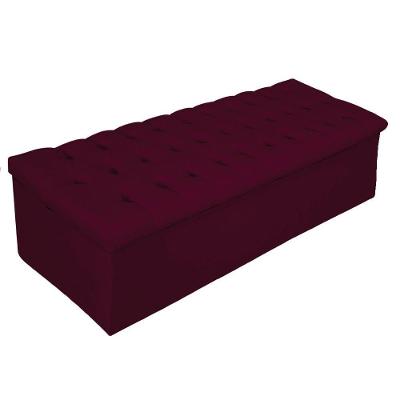 Calçadeira Baú Estofada 140cm Casal Suede Bordô Adj Decor
