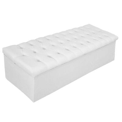 Calçadeira Baú Estofada 140cm Casal Suede Branco Adj Decor
