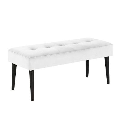 Banco Estofado Theo 1,40m Suede Branco - Inova Decor
