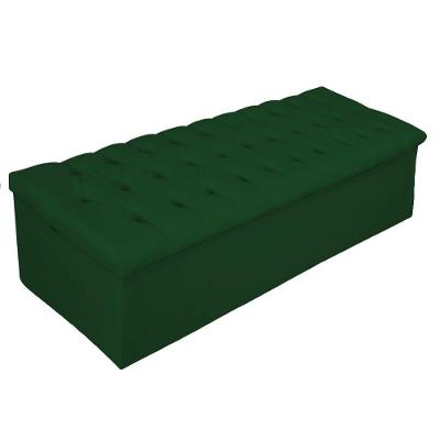 Calçadeira Baú Estofada 140cm Casal Suede Verde Adj Decor